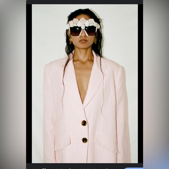 NWOT - S - MARA HOFFMAN TATUM blazer suit jacket linen pink pastel - Picture 2 of 8